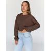 imageTrendy Queen Cropped Sweatshirts for Women Oversized Crewneck Sweaters Long Sleeve Tops Fall Winter Clothes 2024Brown