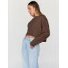 imageTrendy Queen Cropped Sweatshirts for Women Oversized Crewneck Sweaters Long Sleeve Tops Fall Winter Clothes 2024Brown