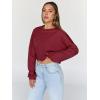imageTrendy Queen Cropped Sweatshirts for Women Oversized Crewneck Sweaters Long Sleeve Tops Fall Winter Clothes 2024Burgundy