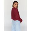 imageTrendy Queen Cropped Sweatshirts for Women Oversized Crewneck Sweaters Long Sleeve Tops Fall Winter Clothes 2024Burgundy