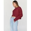 imageTrendy Queen Cropped Sweatshirts for Women Oversized Crewneck Sweaters Long Sleeve Tops Fall Winter Clothes 2024Burgundy