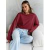 imageTrendy Queen Cropped Sweatshirts for Women Oversized Crewneck Sweaters Long Sleeve Tops Fall Winter Clothes 2024Burgundy