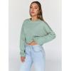 imageTrendy Queen Cropped Sweatshirts for Women Oversized Crewneck Sweaters Long Sleeve Tops Fall Winter Clothes 2024Lightgreen
