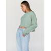 imageTrendy Queen Cropped Sweatshirts for Women Oversized Crewneck Sweaters Long Sleeve Tops Fall Winter Clothes 2024Lightgreen