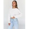 imageTrendy Queen Cropped Sweatshirts for Women Oversized Crewneck Sweaters Long Sleeve Tops Fall Winter Clothes 2024White