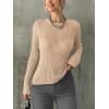 imageTrendy Queen Going Out Tops for Women Sheer Long Sleeve Tops 2024 Fall Crewneck Mesh See Through Sweaters Y2k OutfitsApricot