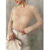 imageTrendy Queen Going Out Tops for Women Sheer Long Sleeve Tops 2024 Fall Crewneck Mesh See Through Sweaters Y2k OutfitsApricot