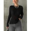 imageTrendy Queen Going Out Tops for Women Sheer Long Sleeve Tops 2024 Fall Crewneck Mesh See Through Sweaters Y2k OutfitsBlack
