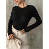 imageTrendy Queen Going Out Tops for Women Sheer Long Sleeve Tops 2024 Fall Crewneck Mesh See Through Sweaters Y2k OutfitsBlack