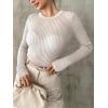 imageTrendy Queen Going Out Tops for Women Sheer Long Sleeve Tops 2024 Fall Crewneck Mesh See Through Sweaters Y2k OutfitsWhite