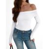 imageTrendy Queen Long Sleeve Off Shoulder Bodysuits for Women 2025 Slimming Fit Compression Backless Body SuitsWhite