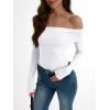 imageTrendy Queen Long Sleeve Off Shoulder Bodysuits for Women 2025 Slimming Fit Compression Backless Body SuitsWhite