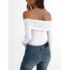 imageTrendy Queen Long Sleeve Off Shoulder Bodysuits for Women 2025 Slimming Fit Compression Backless Body SuitsWhite
