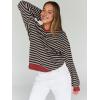 imageTrendy Queen Oversized Sweatshirt for Women 2024 Fall Crewneck Striped Long Sleeve Shirts Hoodies Preppy Top Y2K OutfitsBlackkhaki