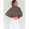 imageTrendy Queen Oversized Sweatshirt for Women 2024 Fall Crewneck Striped Long Sleeve Shirts Hoodies Preppy Top Y2K OutfitsBlackkhaki