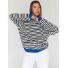 imageTrendy Queen Oversized Sweatshirt for Women 2024 Fall Crewneck Striped Long Sleeve Shirts Hoodies Preppy Top Y2K OutfitsBlackwhite