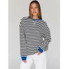 imageTrendy Queen Oversized Sweatshirt for Women 2024 Fall Crewneck Striped Long Sleeve Shirts Hoodies Preppy Top Y2K OutfitsBlackwhite