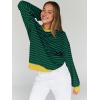imageTrendy Queen Oversized Sweatshirt for Women 2024 Fall Crewneck Striped Long Sleeve Shirts Hoodies Preppy Top Y2K OutfitsBluegreen