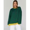 imageTrendy Queen Oversized Sweatshirt for Women 2024 Fall Crewneck Striped Long Sleeve Shirts Hoodies Preppy Top Y2K OutfitsBluegreen