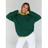 imageTrendy Queen Oversized Sweatshirt for Women 2024 Fall Crewneck Striped Long Sleeve Shirts Hoodies Preppy Top Y2K OutfitsBluegreen