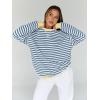 imageTrendy Queen Oversized Sweatshirt for Women 2024 Fall Crewneck Striped Long Sleeve Shirts Hoodies Preppy Top Y2K OutfitsBluewhite