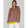 imageTrendy Queen Oversized Sweatshirt for Women 2024 Fall Crewneck Striped Long Sleeve Shirts Hoodies Preppy Top Y2K OutfitsBrownkhaki