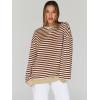 imageTrendy Queen Oversized Sweatshirt for Women 2024 Fall Crewneck Striped Long Sleeve Shirts Hoodies Preppy Top Y2K OutfitsBrownwhite
