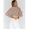 imageTrendy Queen Oversized Sweatshirt for Women 2024 Fall Crewneck Striped Long Sleeve Shirts Hoodies Preppy Top Y2K OutfitsBrownwhite