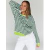 imageTrendy Queen Oversized Sweatshirt for Women 2024 Fall Crewneck Striped Long Sleeve Shirts Hoodies Preppy Top Y2K OutfitsGreenwhite