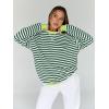 imageTrendy Queen Oversized Sweatshirt for Women 2024 Fall Crewneck Striped Long Sleeve Shirts Hoodies Preppy Top Y2K OutfitsGreenwhite