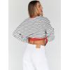 imageTrendy Queen Oversized Sweatshirt for Women 2024 Fall Crewneck Striped Long Sleeve Shirts Hoodies Preppy Top Y2K OutfitsGreywhite