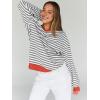 imageTrendy Queen Oversized Sweatshirt for Women 2024 Fall Crewneck Striped Long Sleeve Shirts Hoodies Preppy Top Y2K OutfitsGreywhite
