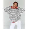 imageTrendy Queen Oversized Sweatshirt for Women 2024 Fall Crewneck Striped Long Sleeve Shirts Hoodies Preppy Top Y2K OutfitsGreywhite