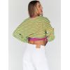imageTrendy Queen Oversized Sweatshirt for Women 2024 Fall Crewneck Striped Long Sleeve Shirts Hoodies Preppy Top Y2K OutfitsOrangegreen
