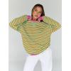 imageTrendy Queen Oversized Sweatshirt for Women 2024 Fall Crewneck Striped Long Sleeve Shirts Hoodies Preppy Top Y2K OutfitsOrangegreen