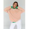 imageTrendy Queen Oversized Sweatshirt for Women 2024 Fall Crewneck Striped Long Sleeve Shirts Hoodies Preppy Top Y2K OutfitsOrangewhite