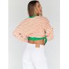 imageTrendy Queen Oversized Sweatshirt for Women 2024 Fall Crewneck Striped Long Sleeve Shirts Hoodies Preppy Top Y2K OutfitsOrangewhite