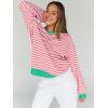 imageTrendy Queen Oversized Sweatshirt for Women 2024 Fall Crewneck Striped Long Sleeve Shirts Hoodies Preppy Top Y2K OutfitsPinkapricot