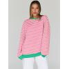 imageTrendy Queen Oversized Sweatshirt for Women 2024 Fall Crewneck Striped Long Sleeve Shirts Hoodies Preppy Top Y2K OutfitsPinkapricot