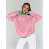 imageTrendy Queen Oversized Sweatshirt for Women 2024 Fall Crewneck Striped Long Sleeve Shirts Hoodies Preppy Top Y2K OutfitsPinkapricot