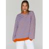 imageTrendy Queen Oversized Sweatshirt for Women 2024 Fall Crewneck Striped Long Sleeve Shirts Hoodies Preppy Top Y2K OutfitsPinkblue