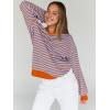 imageTrendy Queen Oversized Sweatshirt for Women 2024 Fall Crewneck Striped Long Sleeve Shirts Hoodies Preppy Top Y2K OutfitsPinkblue