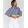 imageTrendy Queen Oversized Sweatshirt for Women 2024 Fall Crewneck Striped Long Sleeve Shirts Hoodies Preppy Top Y2K OutfitsPinkgreen