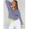 imageTrendy Queen Oversized Sweatshirt for Women 2024 Fall Crewneck Striped Long Sleeve Shirts Hoodies Preppy Top Y2K OutfitsPinkgreen