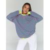 imageTrendy Queen Oversized Sweatshirt for Women 2024 Fall Crewneck Striped Long Sleeve Shirts Hoodies Preppy Top Y2K OutfitsPinkgreen