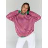 imageTrendy Queen Oversized Sweatshirt for Women 2024 Fall Crewneck Striped Long Sleeve Shirts Hoodies Preppy Top Y2K OutfitsPurpleyellow