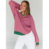 imageTrendy Queen Oversized Sweatshirt for Women 2024 Fall Crewneck Striped Long Sleeve Shirts Hoodies Preppy Top Y2K OutfitsPurpleyellow