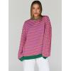 imageTrendy Queen Oversized Sweatshirt for Women 2024 Fall Crewneck Striped Long Sleeve Shirts Hoodies Preppy Top Y2K OutfitsPurpleyellow