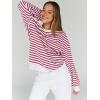imageTrendy Queen Oversized Sweatshirt for Women 2024 Fall Crewneck Striped Long Sleeve Shirts Hoodies Preppy Top Y2K OutfitsRaspberrywhite
