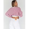 imageTrendy Queen Oversized Sweatshirt for Women 2024 Fall Crewneck Striped Long Sleeve Shirts Hoodies Preppy Top Y2K OutfitsRaspberrywhite